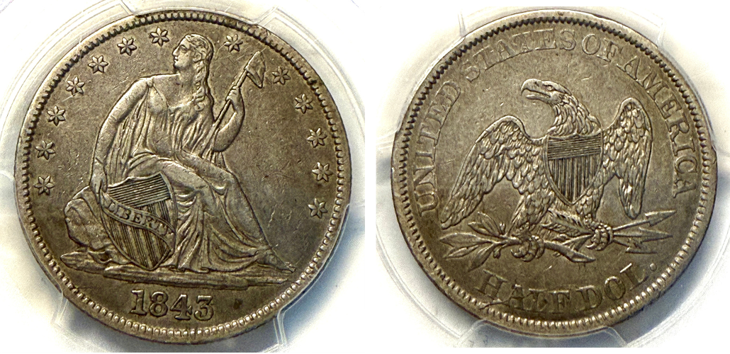 1843 50C XF40 PCGS#33566390