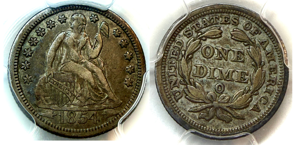 1854-O Arrows 10C VF35 PCGS#30447883