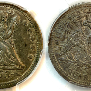 1853 A&R 25C XF40 PCGS Cert#36377844