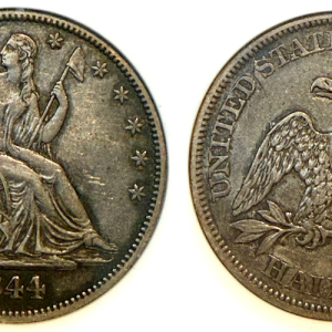 1844 50C REPUNCHED DATE EF45 ANACS #2696611