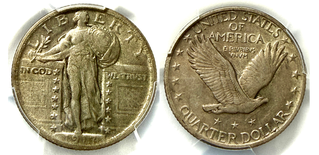 1917 TYPE 2 25C AU50 PCGS#31978477