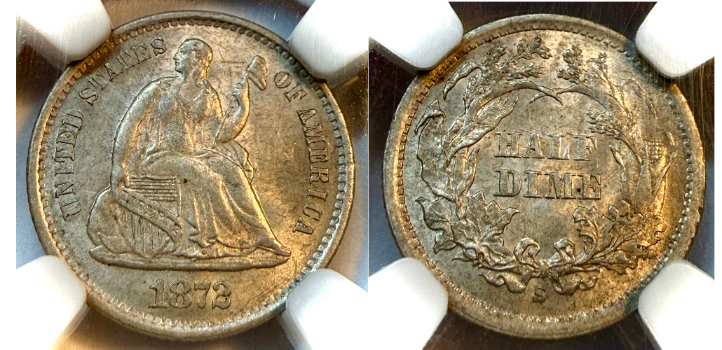 1872-S H10C BELOW BOW MS61 NGC#3415751005